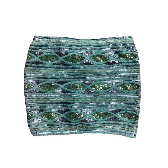 English Rose Stretch Sequined Mini Skirt Size Small - Picture 2 of 4